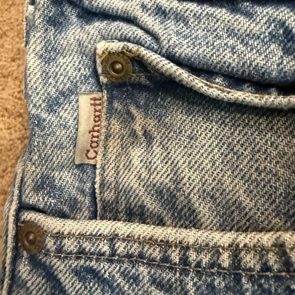 Vintage Carhartt Flannel Lined Jeans Mens Blue Denim 38x29 Made In USA - Picture 9 of 10